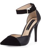 Steven By Steve Madden Winter Suede/ Patent Leather Pump W/ Ankle Strap - Lyst