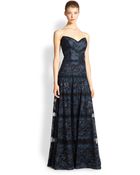 Tadashi Shoji Rachel Strapless Lace Gown - Lyst