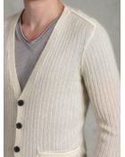 John Varvatos Sheer Ribbed Cardigan - Lyst