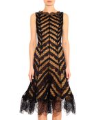 Oscar de la Renta Silk And Lace Sleeveless Dress - Lyst