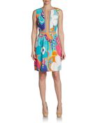 Trina Turk Abstract Floralprint Silk Dress - Lyst
