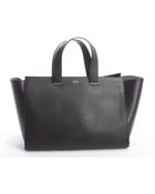 Armani Black Textured Leather Shopper Tote - Lyst