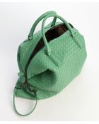 Bottega Veneta Sea Green Leather Convertible Top Handle Bag - Lyst