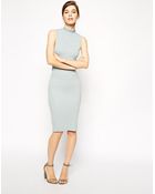 Asos Dress In Structured Knit With Cross Back Detail - Lyst