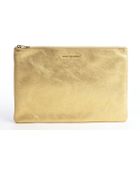 Saint Laurent Gold Metallic Leather Large Zip Pouch - Lyst