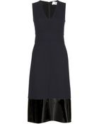 Victoria, Victoria Beckham Wool-Crepe Dress With Patent Leather - Lyst
