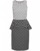 Helene Berman Womens Polka Dot Peplum Dress - Lyst