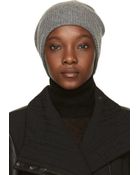 Helmut Lang Heather Grey Ribbed Knit Lux Hat - Lyst