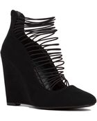 Akira Strappy Suede Wedge Heels - Lyst