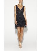 Nicole Miller Seeds And Beads Feathered Dress - Lyst