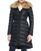 Dawn Levy Bee Puffer Coat with Fur Collar - Lyst