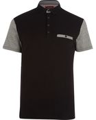 River Island Black Geometric Print Sleeve Polo Shirt - Lyst