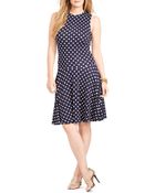 Ralph Lauren Lauren Plus Polka Dot Drop Waist Dress - Lyst