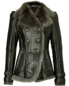 Balmain Embossed Leather Jacket with Shearling Lining - Lyst