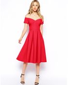 Asos Crepe Bardot Prom Dress - Lyst
