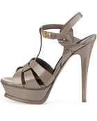 Saint Laurent Tribute Patent Platform Sandal - Lyst