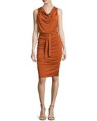 Donna Karan New York Sleeveless Self-Belted Ruched Jersey Dress - Lyst
