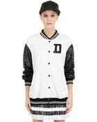 DKNY Sequined Techno Blend Varsity Jacket - Lyst