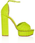 Charlotte Olympia Florence Neon Woven-Leather Sandals - Lyst