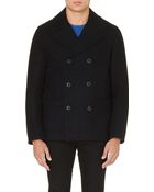 Paul Smith Doublebreasted Wool Peacoat Navy - Lyst