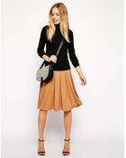 Asos Midi Skirt With Box Pleats - Lyst