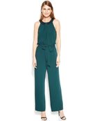 Calvin Klein Embellished Halter Belted Jumpsuit - Lyst