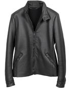 Forzieri Black Wool Leather Motorcycle Men'S Jacket - Lyst