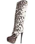 Giuseppe Zanotti Leopard-Print Calf-Hair Knee Boot - Lyst