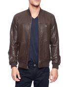 True Religion Leather Baseball Mens Bomber Jacket - Lyst