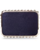 La Regale Navy Studded Side Minaudiere - Lyst
