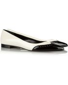 Saint Laurent Paris Patent-Leather Point-Toe Flats - Lyst
