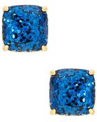 Kate Spade Navy Glitter Square Studs - Lyst