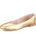Chloé Scalloped Metallic Leather Ballerina Flat - Lyst
