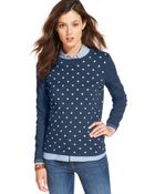 Tommy Hilfiger Polka-Dot Scoop-Neck Sweater - Lyst