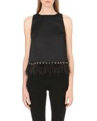 Max Mara Cabreo Feather-trim Top Black - Lyst