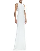 Victoria Beckham Embellished-Back Flared Column Gown - Lyst