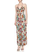 T-bags Geometric Print Braided Halter Maxi Dress - Lyst