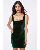 Missguided Pipin Velvet Bodycon Dress Deep Green - Lyst