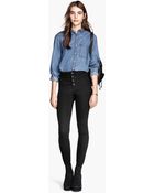 H&M Stretch Trousers High Waist - Lyst