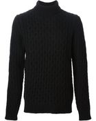 Diesel Cable Knit Turtleneck Sweater - Lyst