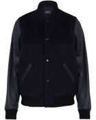 A.P.C. Navy Rizzo Teddy Varsity Jacket - Lyst
