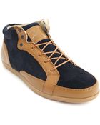 Piola Slippery Elm Navy Suede And Camel Leather Chukkas - Lyst