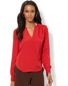 Lauren by Ralph Lauren Long-Sleeve V-Neck Blouse - Lyst