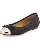 Andrew Stevens Lalo Quilted Metallic Cap-Toe Ballet Flat - Lyst