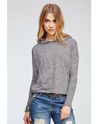 Forever 21 Hooded Heathered Top - Lyst