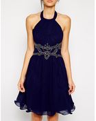 Little Mistress Halterneck Dress with Embellished Waist - Lyst
