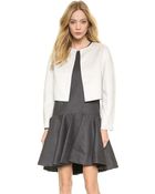 Giambattista Valli Brushed Wool Cropped Jacket Greyivory - Lyst