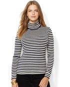Lauren by Ralph Lauren Plus Striped Turtleneck Sweater - Lyst