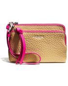 Coach Bleecker Double L-Zip Wristlet In Edgepaint Leather - Lyst