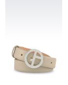 Giorgio Armani Leather Belt With Logoed Buckle - Lyst